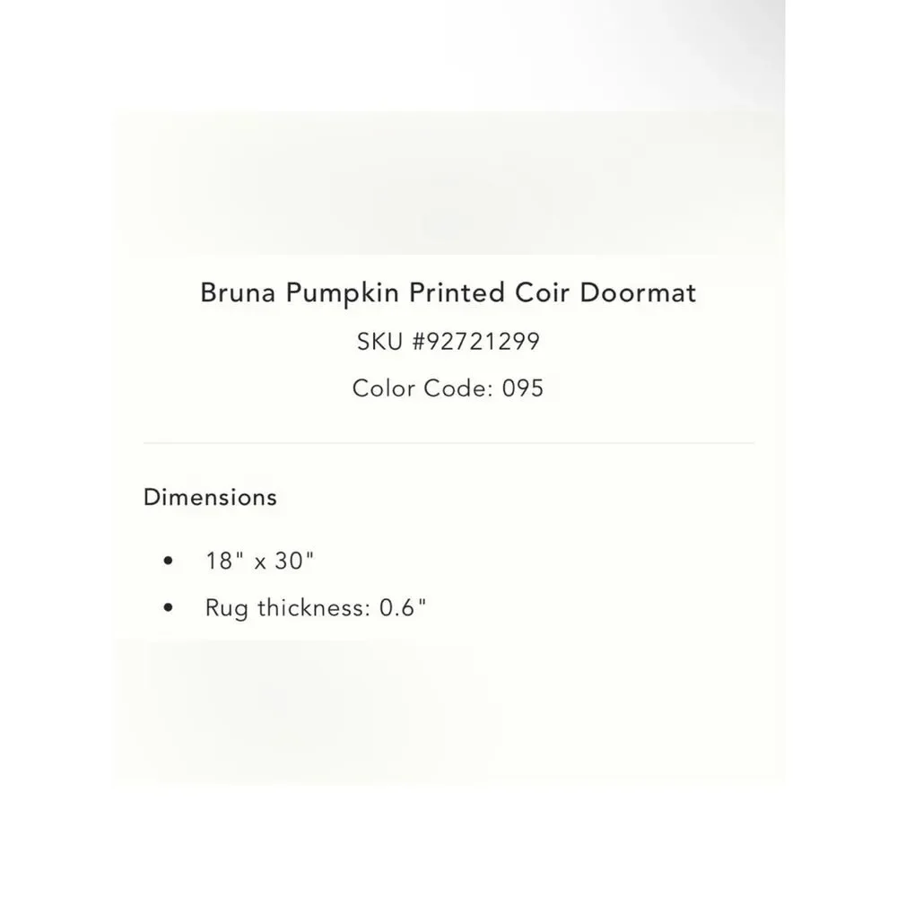 Anthropologie Bruna Autumn Pumpkin Printed Coir Doormat - Multicolor (18”x30”)